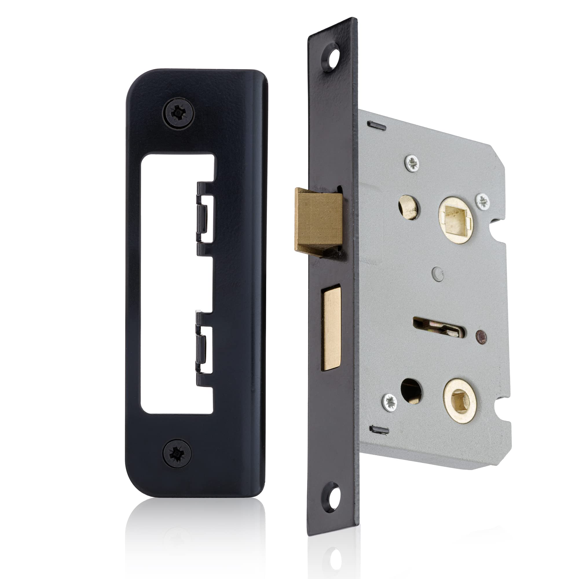 XFORT Matt Black 65mm Mortice Bathroom Lock for Internal Wooden